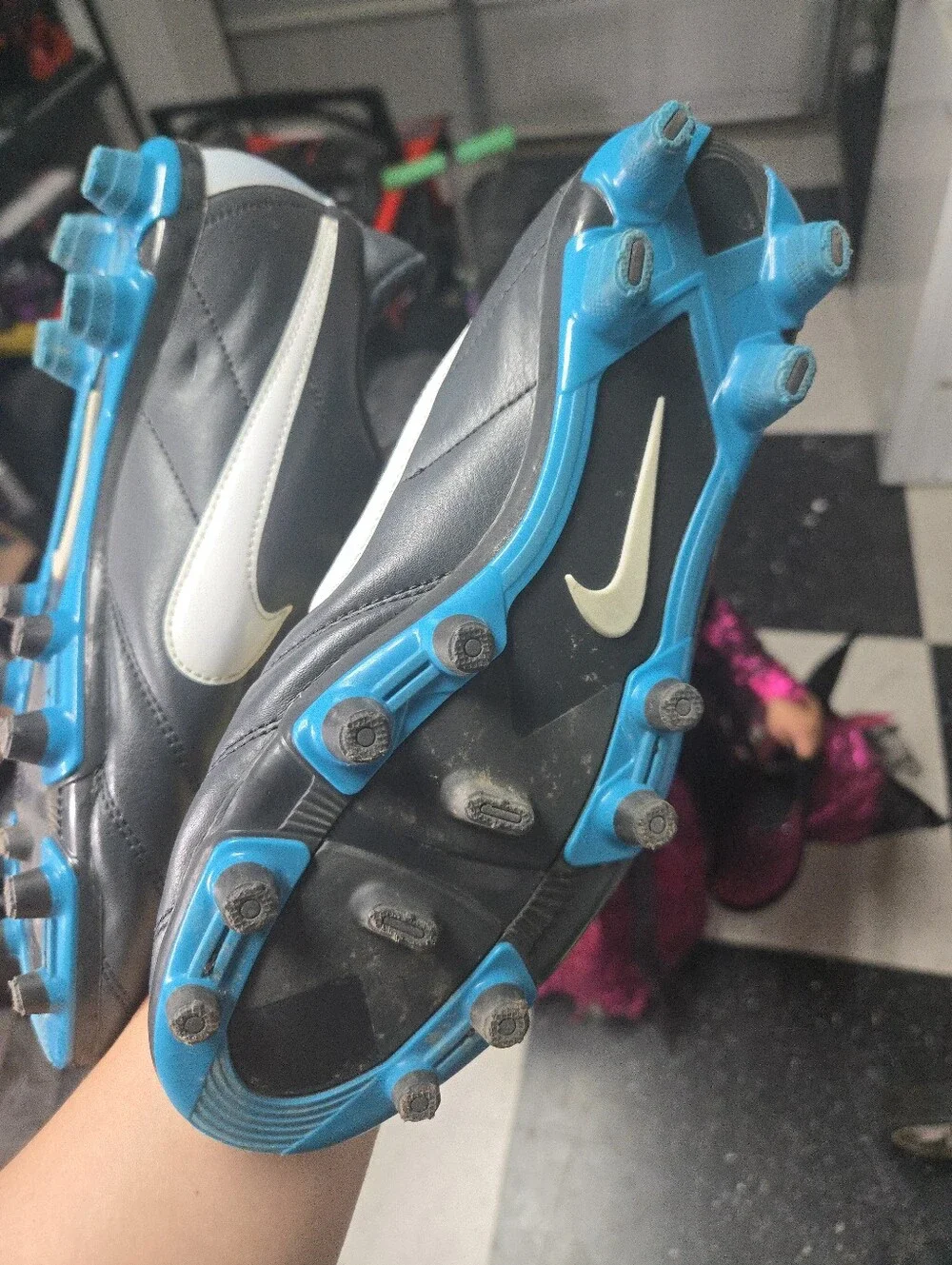 Nike Tiempo Legend Black with White accents and Neon Yellow 8.5